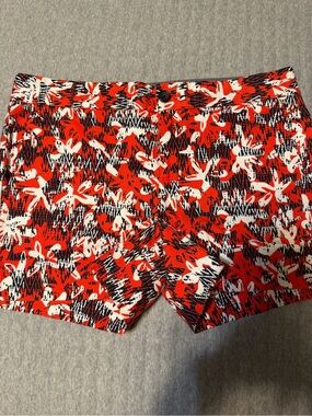 Banana Republic Red Floral-Print High Waist Shorts worn once